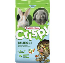 Versele-Laga Crispy Muesli hrană pentru iepuri cu fibre suplimentare, legume și pelete, fără coloranți sau arome artificiale.