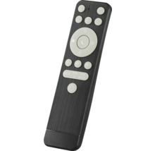 Telecomandă neagră pentru ventilatoare de tavan cu controlul luminii, funcție RGB și temporizator, carcasă cu aspect periat.