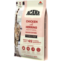 Hrana Acana Chicken with Herring Indoor Entree pentru pisici sterilizate de interior, 4,5 kilograme, 65 la suta ingrediente animale.