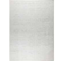 Covor alb crem cu model geometric în relief format din pătrate concentrice.