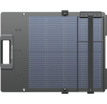 Panou solar portabil EcoFlow pliat cu mâner de transport, logo EcoFlow și suprafață texturată.
