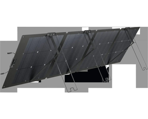Panou solar portabil pliabil cu patru segmente și suporturi integrate pentru o orientare optimă