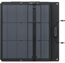 Panou solar portabil EcoFlow cu cabluri de conectare și orificii de fixare.