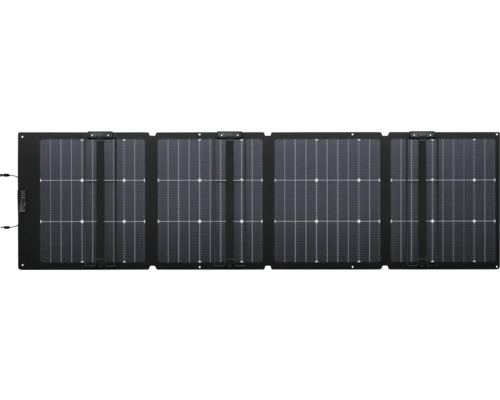 Panou solar pliabil cu patru module și cabluri de conectare integrate.