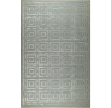 Covor modern gri cu fir scurt și model geometric de pătrate suprapuse.