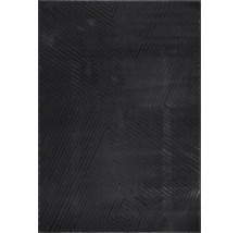 Covor negru cu model geometric de linii.