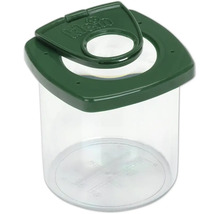 Lupă pentru insecte Klein cu capac verde, a doua lentilă de mărire și scală de măsurare pe fund.