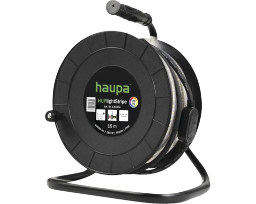 Bandă LED Haupa HUPlightStripe pe rolă, lungime 15 metri, 4000 Kelvin, clasa de protecție IP65, indice de redare a culorilor CRI 90.