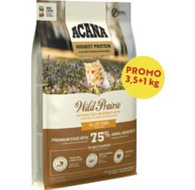 Hrană pentru pisici Acana Wild Prairie, pachet de 4,5 kg cu pui, curcan și pește, fără cereale, pentru toate etapele de viață.
