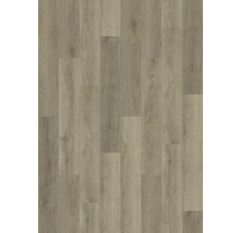 Pardoseală laminată sau vinil cu aspect de stejar, textură de lemn vizibilă și noduri, design tip placă.