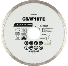 Disc diamantat GRAPHITE pentru ceramică, diametru 125 milimetri, alezaj 22,2 milimetri, EN13236.