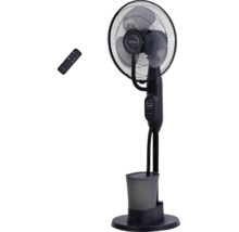 Ventilator cu picior BE COOL negru cu funcție de pulverizare, rezervor de apă și telecomandă.