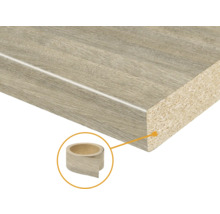 Blat de lucru de bucătărie cu miez din PAL și decor de lemn, inclusiv cant asortat.