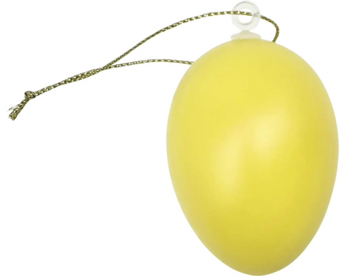 Ou decorativ galben din plastic cu buclă de agățare pentru decorațiuni de Paște.