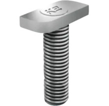 Șurub cu cap T din metal cu tijă filetată.