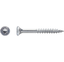 Șurub din metal cu cap înecat, filet parțial și amprentă stelată.