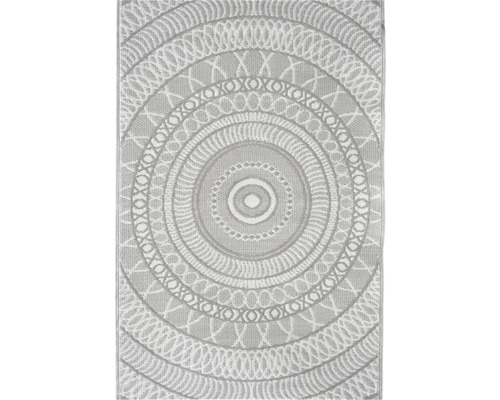 Covor de exterior cu model mandala circular și structură țesută.