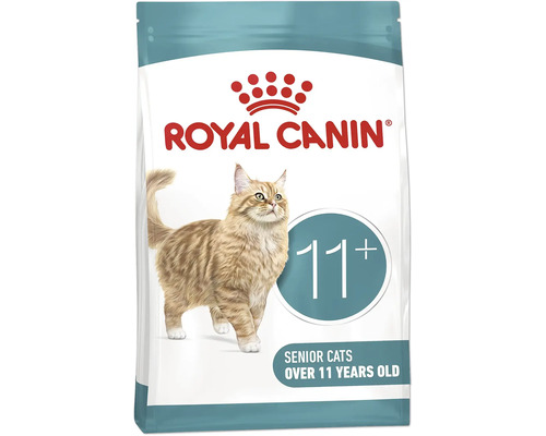 Royal Canin Logo, hrană pentru pisici senioare de peste 11 ani cu imaginea unei pisici.