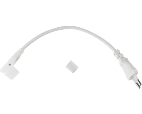 Cablu de conectare alb pentru benzi LED cu ștecher și conector.