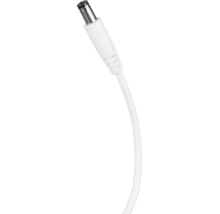 Conector de alimentare DC cu cablu alb pentru alimentarea dispozitivelor electrice.