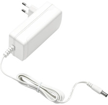 Adaptor de alimentare alb cu cablu integrat și conector de curent continuu.
