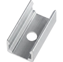 Placă de montaj din aluminiu cu orificiu central pentru sisteme de șine.