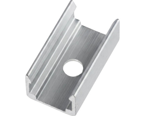 Placă de montaj din aluminiu cu orificiu central pentru sisteme de șine.