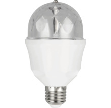 Bec LED tip glob disco cu soclu E27 și cupolă prismatică rotativă cu fațete pentru efecte de petrecere.