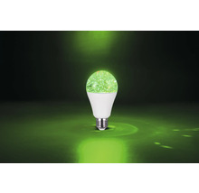 Bec LED cu soclu E27 și efect de sclipici, lumină verde.