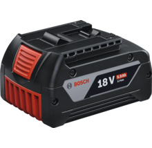 Acumulator Bosch 18 Volți 5,0 Amperi-oră Litiu-Ion în negru și roșu.