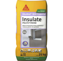 Adeziv și masă de șpaclu SikaWall-1030 Essential pentru polistiren, sac 25 kilograme, gri, respirabil, pentru interior și exterior.