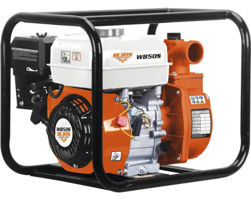 Motopompă RURIS WB50S cu cadru metalic pentru pomparea apei.