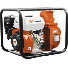 Motopompă de apă Ruris WB80S cu cadru metalic negru, rezervor alb și carcasă portocalie.