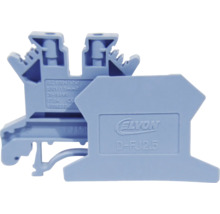 Placă de capăt Elvon D-FJ 2,5 pentru cleme șir din plastic albastru deschis.