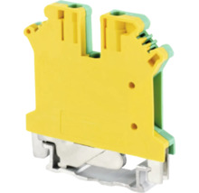 Clemă de împământare din plastic și metal pentru montare pe șină.