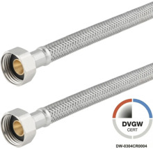 Furtun de racordare flexibil din împletitură de oțel inoxidabil cu certificare DVGW.