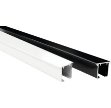 Șină profil U din metal pentru sisteme glisante în negru și alb.