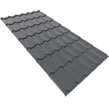 Panou de acoperiș metalic tip țiglă în culoarea antracit.