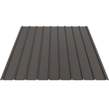 Tablă cutată trapezoidală din metal de culoare antracit pentru acoperiș și perete.
