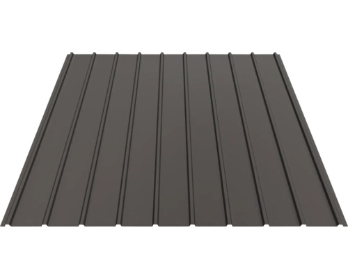 Tablă cutată trapezoidală din metal de culoare antracit pentru acoperiș și perete.