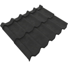 Panou de acoperiș din metal cu profil tip țiglă de culoare antracit.