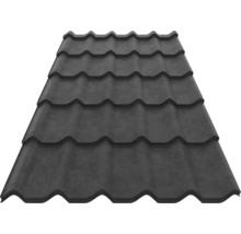 Tablă profilată tip țiglă din metal, culoare antracit.
