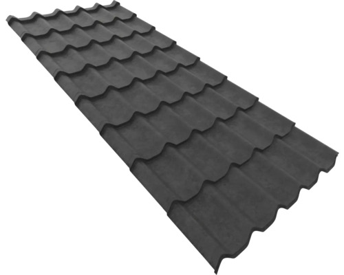 Tabla tip tigla din metal de culoare antracit cu profil ondulat