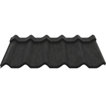 Profil de țiglă negru pentru acoperiș din metal sau plastic cu structură ondulată.