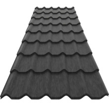 Tablă tip țiglă metalică pentru acoperiș în culoarea antracit.