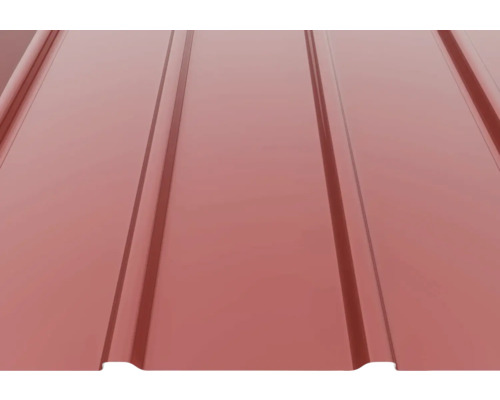 Tablă cutată roșie din metal cu suprafață profilată pentru acoperiș și perete.