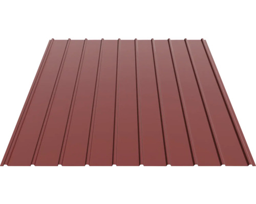 Tablă trapezoidală din oțel în culoarea roșu oxid pentru acoperiș și perete.