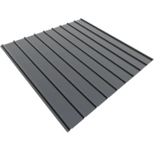 Tablă profilată din metal de culoare antracit pentru acoperiș și perete cu aspect de falț.