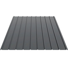 Tablă cutată metalică de culoare antracit pentru acoperiș și fațadă.