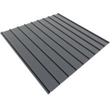 Tablă fălțuită din metal de culoare antracit pentru acoperiș.